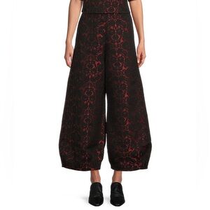 NWT Bryn Walker XXS Rosa Nera Brocade Flat Front Lantern Tapered Wide Leg Pant